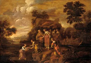 Pharaoh's Daughter Discovers Moses in the Rush Basket, c.1615-c.1630. Creator: Guilliam Dujardin