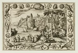 Adriaen Collaert Gallery: Pharaohs Daughter Finding Moses, from Landscapes with Old and New Testament Scenes