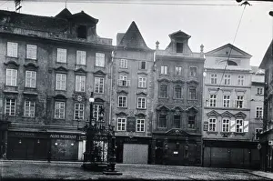 Healthcare Prints: The front of a pharmacy in a cobbled square in Prague, c1890s. Creator: Zikmund Reach