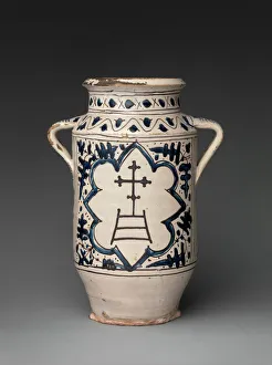 Siena Prints: Pharmacy Jar with the Arms of the Hospital of Santa Maria della Scala, Italian, 1425-50