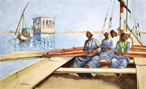 Felucca Prints: To Philae in a Felucca, 1908. Artist: Lance Thackeray