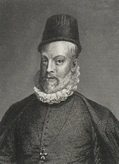 Fair Prints: Philip II, (1527-1598), King of Spain (1556-1598), 1856. Creator: Charles Geoffroy