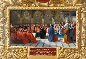 Philip Iv Gallery: Philip IV the Fair establishes the Parliament in Paris in 1303. Artist: Alaux, Jean (1786-1864)