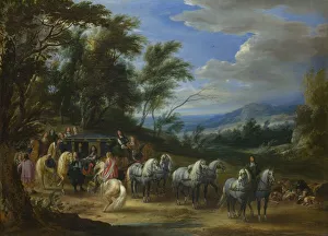 Philippe Francois d Arenberg meeting Troops, 1662. Artist: Meulen, Adam Frans, van der (1632-1690)