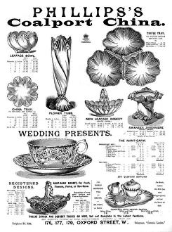 Brand Name Prints: Phillips's Coalport China, 1891. Creator: Unknown