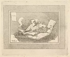 Rowlandson Collection: The Philosopher (Bearded Old Man Copying Book), 1783-87. Creator: Thomas Rowlandson