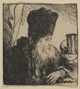 Jan Lievens Doude Prints: Philosopher with an Hourglass, 1620-74. Creator: Jan Lievens