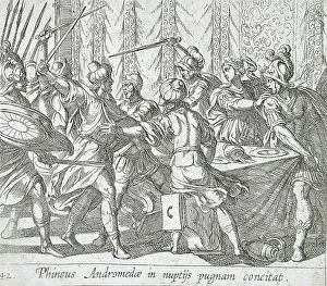 Wilhelm Janson Prints: Phineus Attacking Perseus at the Wedding