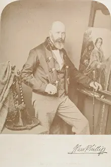 Phillip Prints: Photograph of John Phillip at his Easel, c1858. Creator: Unknown