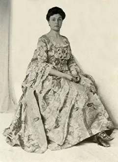 Stomacher Prints: Photograph of a kincob brocade, with silk embroidered stomacher, c1750, (1937)