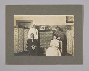 Portraits Gallery: Photograph of theatre production with blackface actors and Oliver Howard Horner, ca. 1910