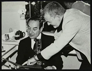 Photographer Denis Williams and Peanuts Hucko, Forum Theatre, Hatfield, Hertfordshire, 1980