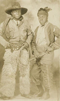 Gelatin Silver Prints Collection: Photographic postcard portrait of two men in Western attire, early 20th century