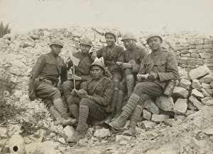 Comradship Gallery: Photographic postcard of soliders in World War One at Verdun, July 2018. Creator: Unknown