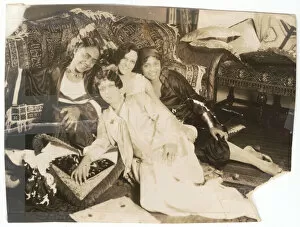 Friend Gallery: Photographic print of 4 women sitting in front of a sofa, early 20th century