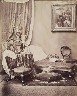 Photographic Studio Set or Drawing Room, from an album compiled by Sir John Everett Millais. Creator: Unknown