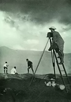 Curiosity Gallery: Photographing at the Craters Lip, Aso-San, 1910. Creator: Unknown