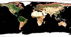Satellite Photography Prints: Photomosaic of Earth without cloud cover