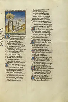 Phyllis Hanging Herself from a Tree and Medea Killing her Children; Roman de la Rose, about 1405. Creator: Unknown