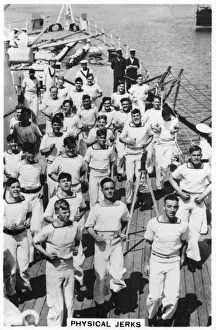 Images Dated 7th July 2007: Physical jerks; exercise on board HMS Devonshire, 1937