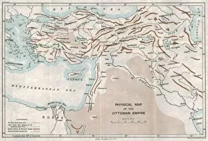 Lieutenant Colonel Sir Mark Sykes Gallery: Physical Map of the Ottoman Empire, c1915. Creator: Unknown
