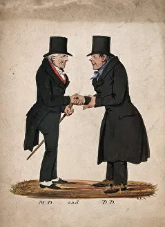 Handshake Prints: A physician and a divine shaking hands on meeting, 1830-1850. Creator: Stephen Jenner