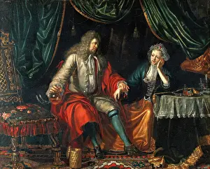 Bourgeoisie Prints: A physician feeling the pulse of a seated woman patient, c1700. Creator: Matthys Naiveu