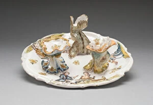 Tin Glazed Collection: Physicians Tray, Alcora, c. 1760. Creator: Alcora Ceramic Factory