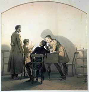 Sevastopol Prints: At the piano, 1855. Artist: Timm, Vasily (George Wilhelm) (1820-1895)