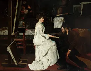 1882 Prints: At the Piano, between 1882-1886. Creator: Stanislaw Lentz