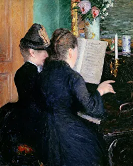 Living Room Gallery: The Piano Lesson, 1881. Creator: Caillebotte, Gustave (1848-1894)