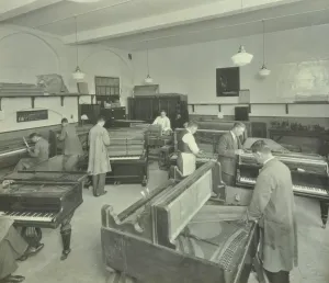 Tuning Prints: Piano repairing class, Northern Polytechnic, London, 1930
