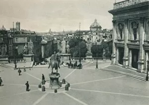 Capitoline Hill Gallery: Piazza del Campidoglio with the statue of Marcus Aurelius, Rome, Italy, 1927. Artist: Eugen Poppel