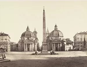 Albumen Print From Glass Negative Collection: Piazza del Popolo, 1848-52. Creator: Eugene Constant
