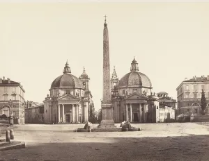 Domes Prints: Piazza del Popolo, 1848-52. Creator: Eugene Constant