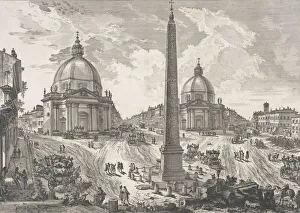 Tourists Gallery: The Piazza del Popolo (Veduta della Piazza del Popolo), ca. 1750