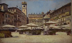 Market Place Prints: Piazza delle Erbe in Verona, c1900. Creator: Aleksander Gierymski
