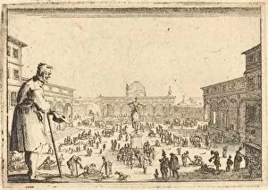 Walking Stick Collection: Piazza SS. Annunziata, Florence, c. 1617. Creator: Jacques Callot