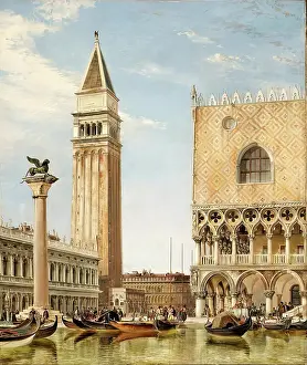 Gondolas Prints: The Piazzetta, Venice, 1860. Creator: Edward William Cooke