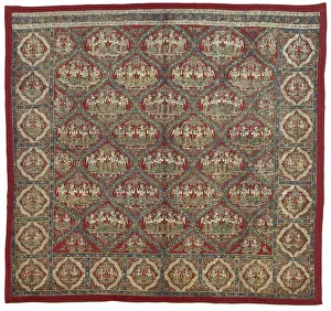 Burgundy Prints: Pichvai with Ladies under the Tree Motif (Vrikshachari), About 1820 / 30. Creator: Unknown