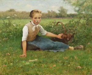 Picking Flowers, 1882. Creator: Hugo Salmson