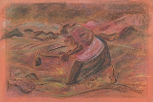 Potatoes Prints: Picking potatoes, 1930-1935. Creator: Arnold Peter Weisz-Kubincan