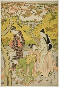 Maple Tree Prints: Picnic in Autumn, late 1780s. Creator: Katsukawa Shuncho