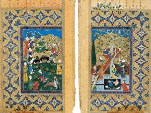 Picnic Prints: Picnic. Miniature from Yusuf and Zalikha (Legend of Joseph and Potiphars Wife) by Jami
