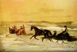 Sleighs Prints: A Picnic to Montmorenci, 1941. Creator: A. Krieghoff