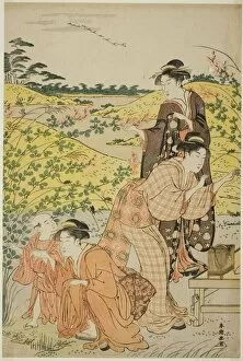 Bushes Gallery: A Picnic Party, c. 1785 / 95. Creator: Katsukawa Shuncho