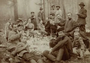 Toasting Prints: Picnic in the village of V-Usinsky, 1890. Creator: Unknown