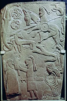 Detail of a Pictish Stone with biblical scenes, 9th century