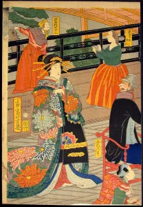 East Meets West Prints: Picture of a Banquet of People of Five Nations at the Gankiro Teahouse (Gokakoku)