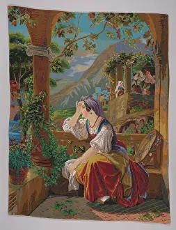 1864 Prints: Picture embroidered with glass beads, 1864. Creator: Unknown